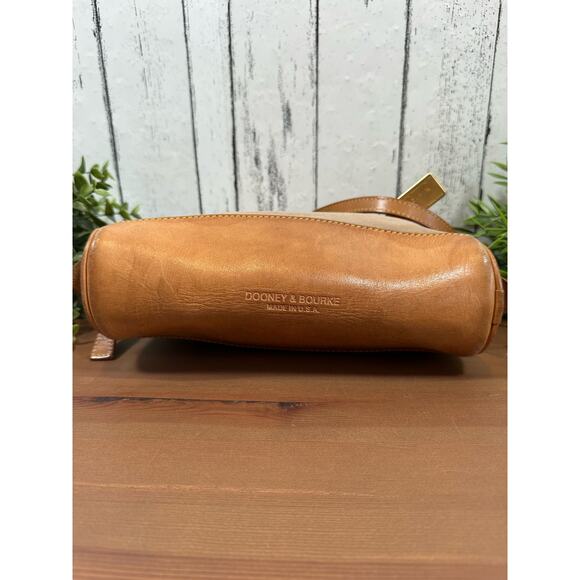 Dooney and Bourke Vintage Leather Canvas Crossbody Bag - Picture 12 of 13